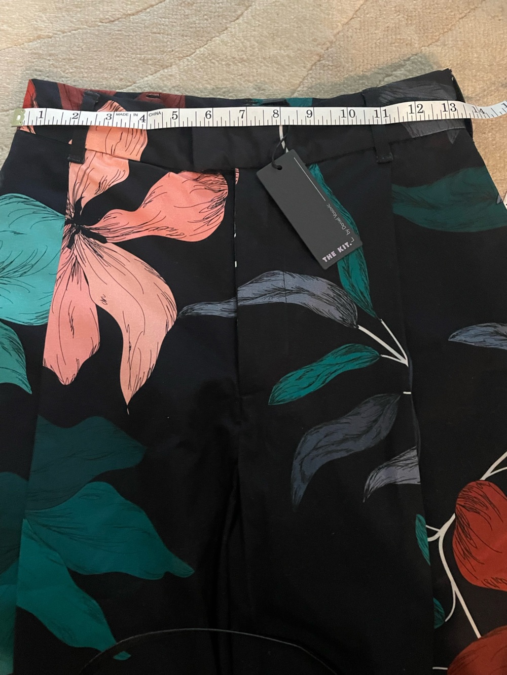 Floral Wide-Leg Pants - Black and Green - Picture 5 of 7